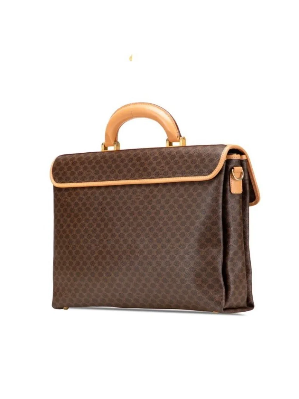Celine Macadam Business Briefcase Shoulder Bag 2-Way Brown Leather